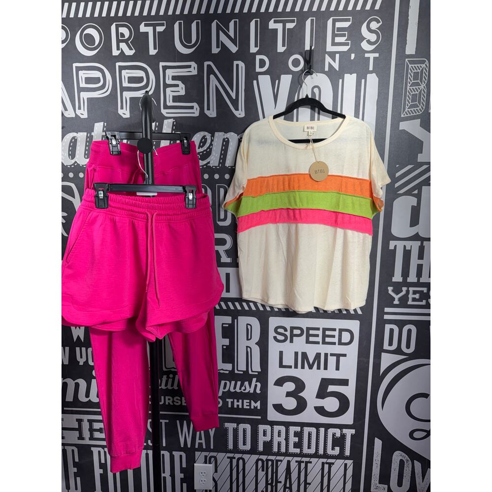 Bibi Towel Terry Color Block Dolman Top